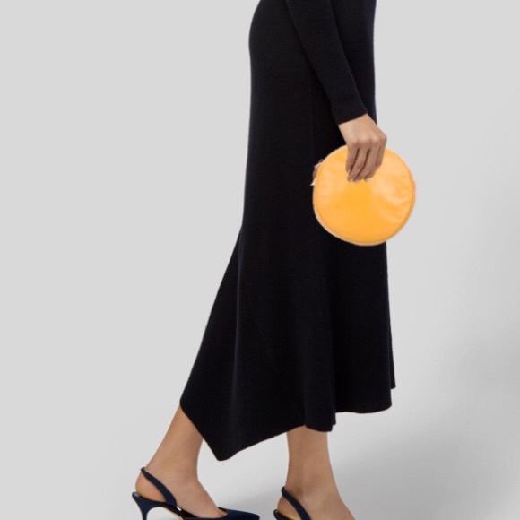 New Clare V. Maison Yellow Leather Circle Clutch - Picture 3 of 8